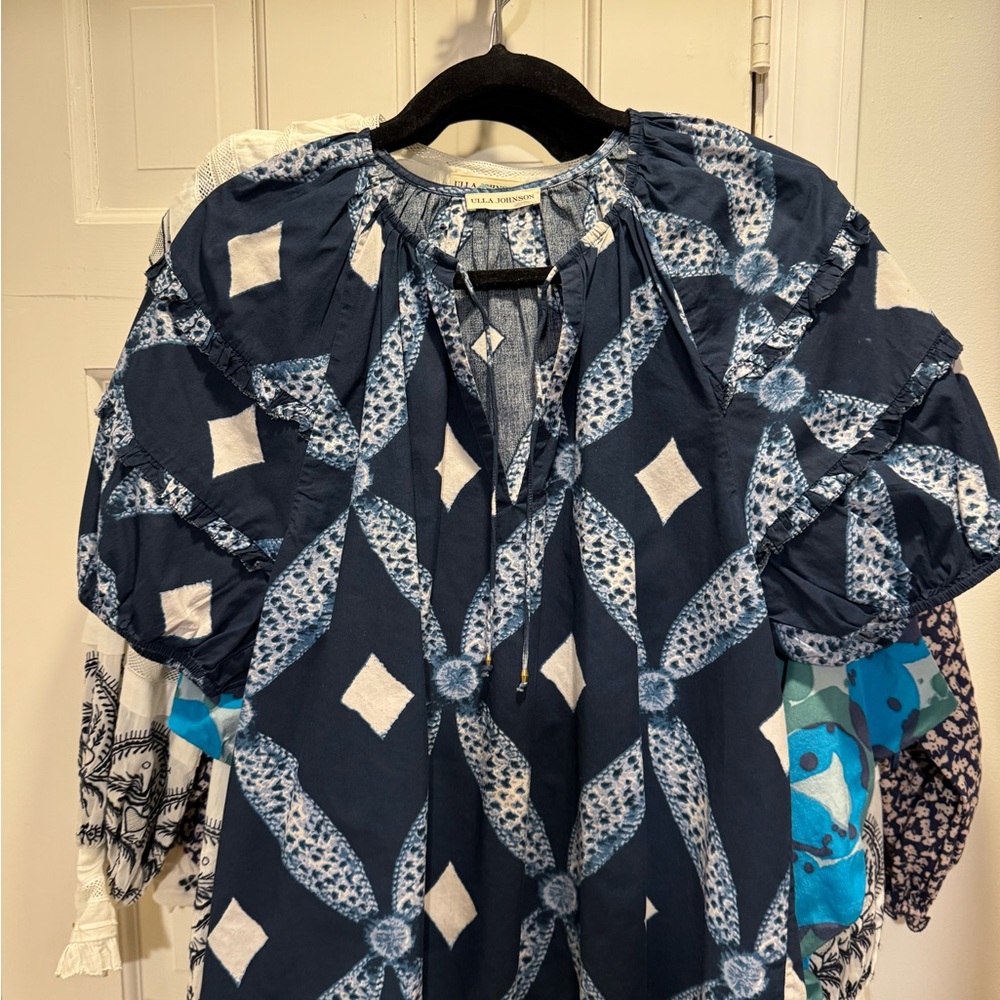 Ulla Johnson Blue Patterned Blouse - image 1